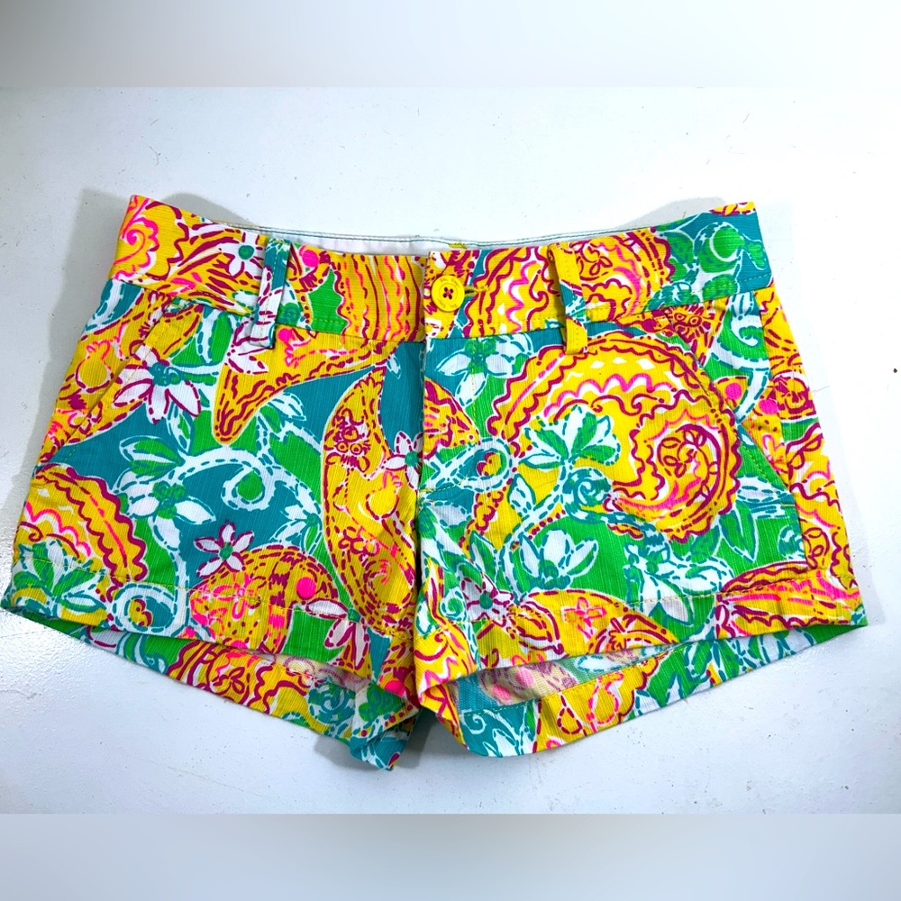 Lilly Pulitzer Women’s Walsh Shorts Pop Goes Lemur Paisley Floral Cotton Size 0